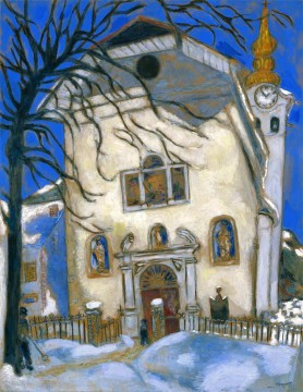  red - Snow covered church contemporary Marc Chagall